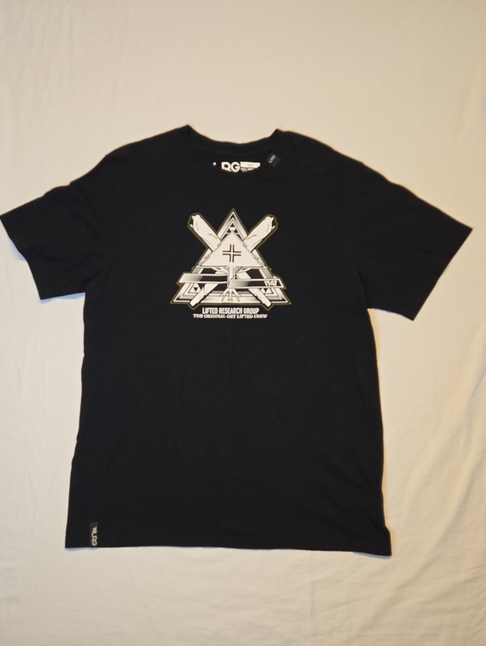 LRG Black Full Graphic Logo Crewneck T-Shirt Vintage Y2K